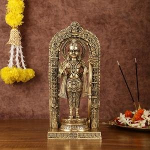 Pure Brass Ayodhya Ram Lalla Idol | 12" x 5.5" x 3.5" (30.5 x 14 x 8.9 cm) | 5 kg Superfine Sacred Art | Temple Grade Divine Murti | Premium Collection